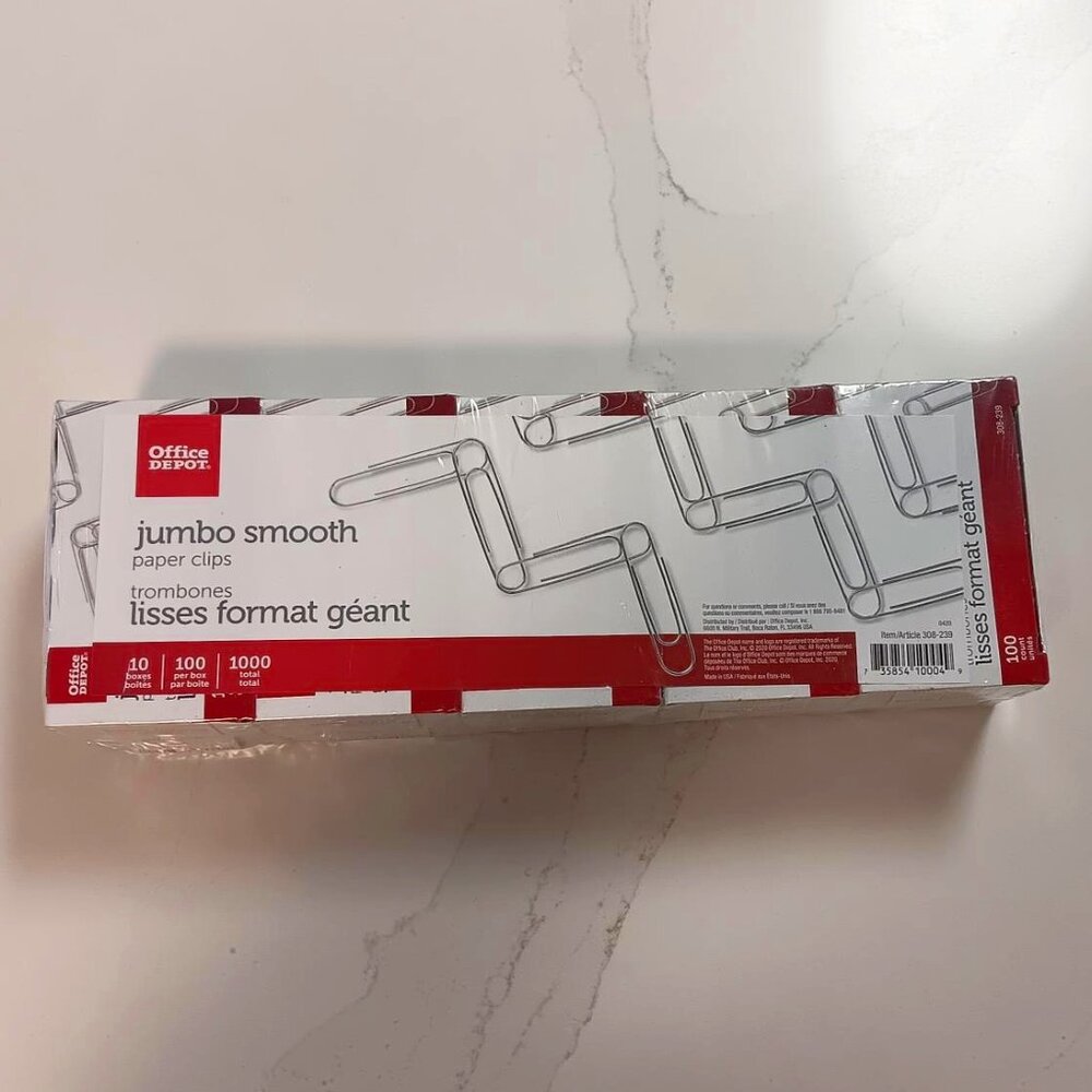 PAPER CLIPS Jumbo Silver 1000 Total Count NWOT